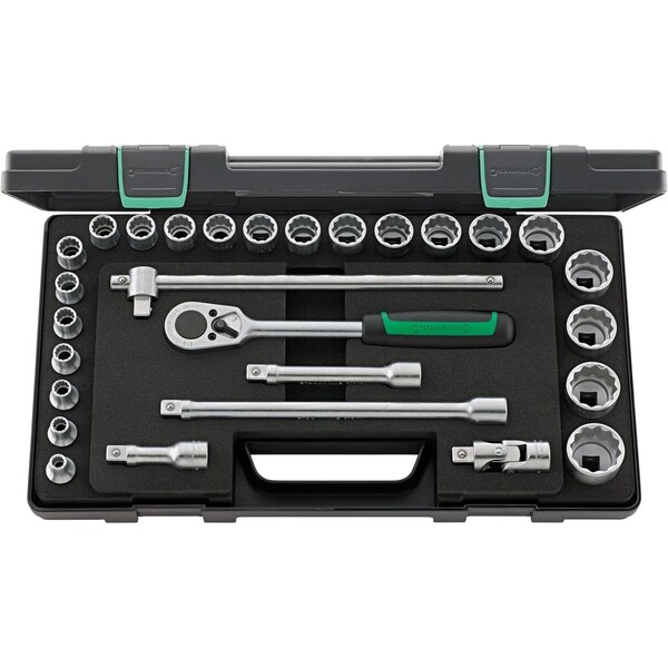 12, 5 mm (1/2") Socket set 28-pcs., 50/22/6 KN